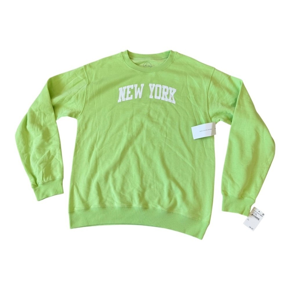 NWT Urban Outfitters Neon Green New York Crewneck Sweatshirt large